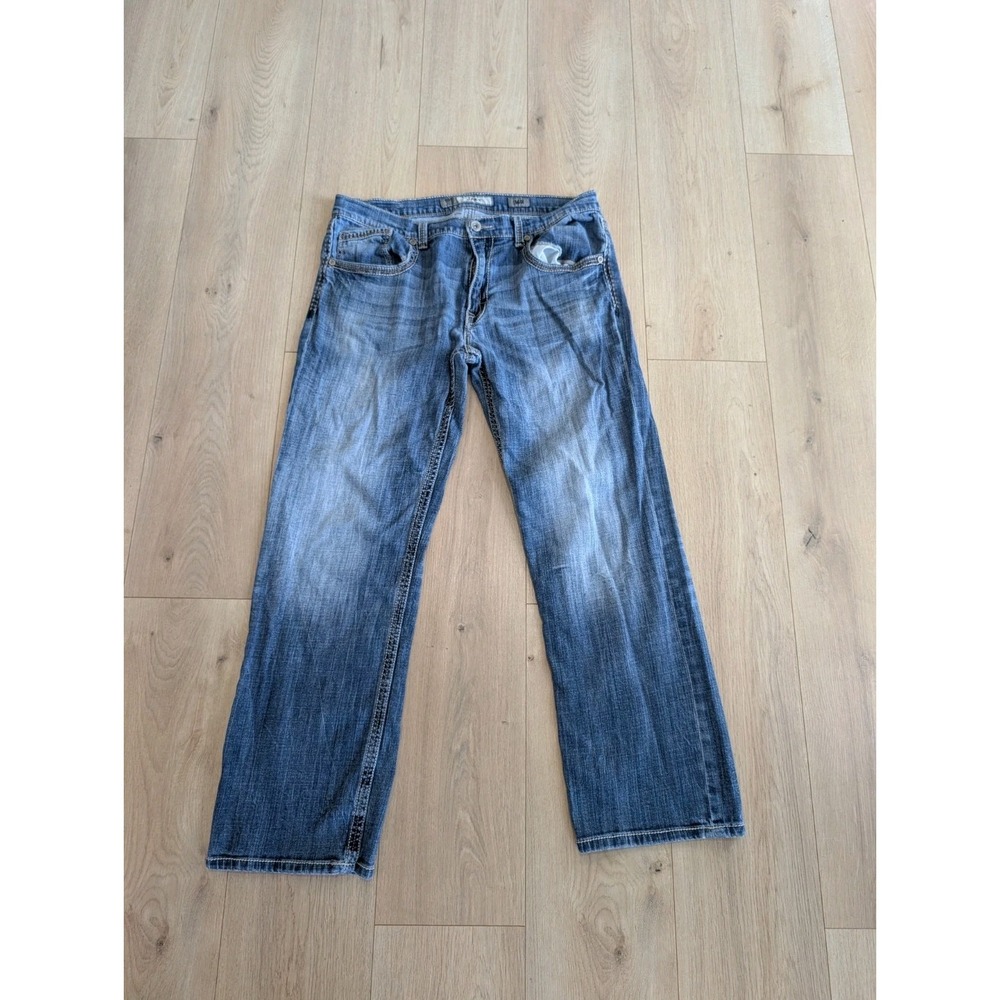 Buckle BKE Denim Jean Men 36R 36x30 Denim Distressed Jake Bootleg Western Cowboy